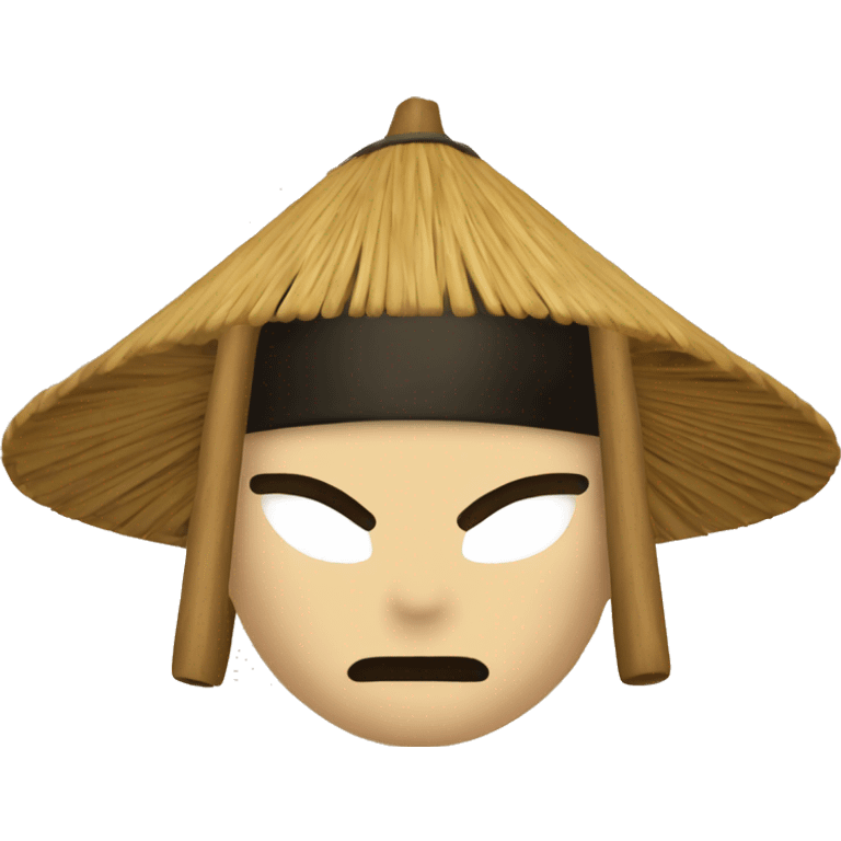 Top of wooden straw samurai hat emoji