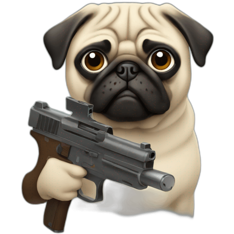 pug with a gun emoji