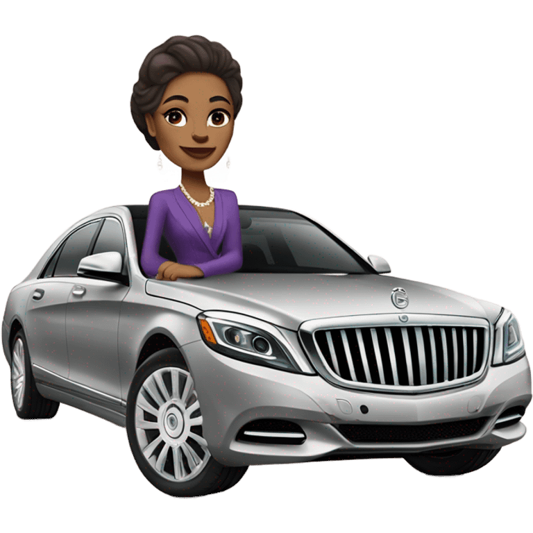 rich wealthy woman driving a mayback car emoji