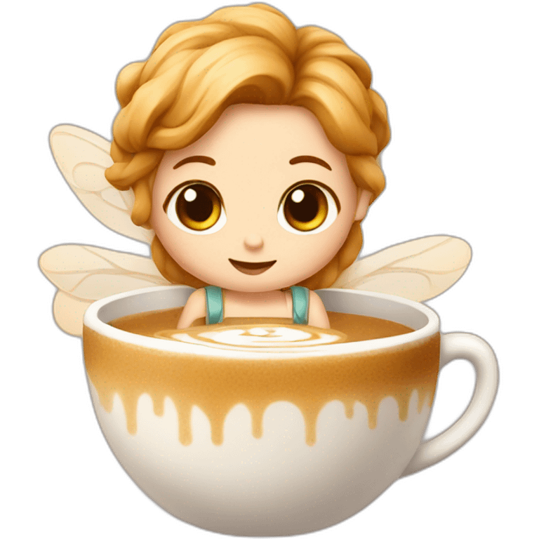 Tiny fairy making latte art emoji