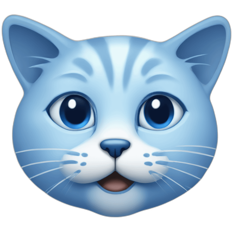 Blue simplistic sketch of a cute cat face emoji