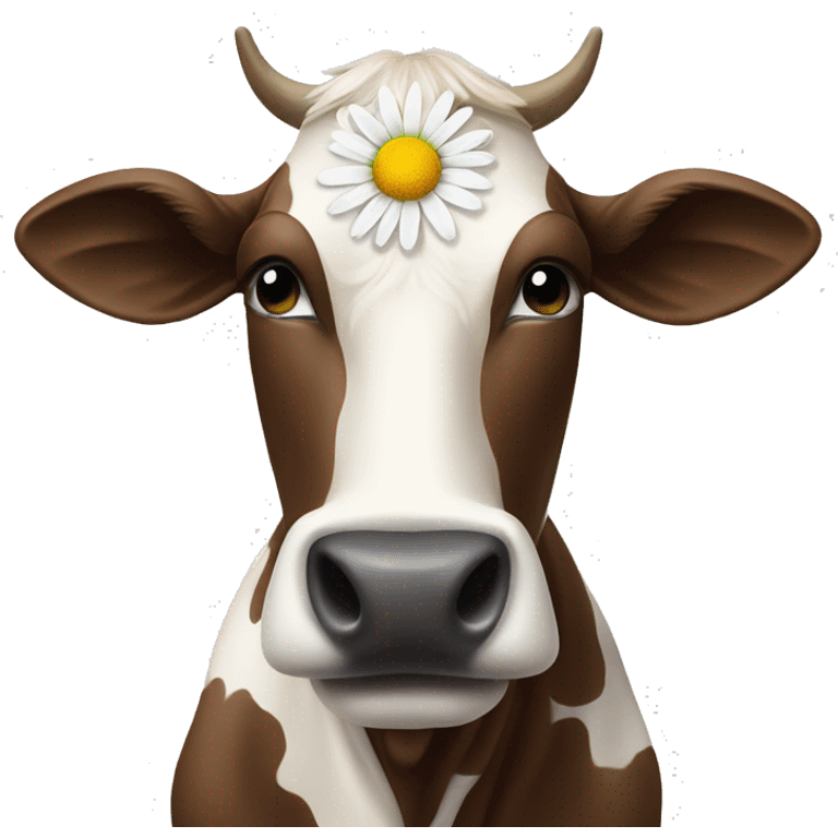 cow smelling a daisy emoji