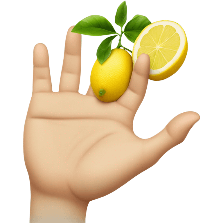 a hand (with 5 fingers) squeezing a lemon, inside his hand emoji