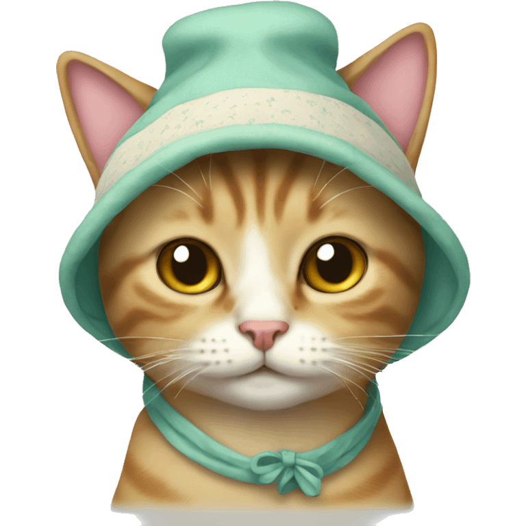 Cat wearing a bonnet emoji