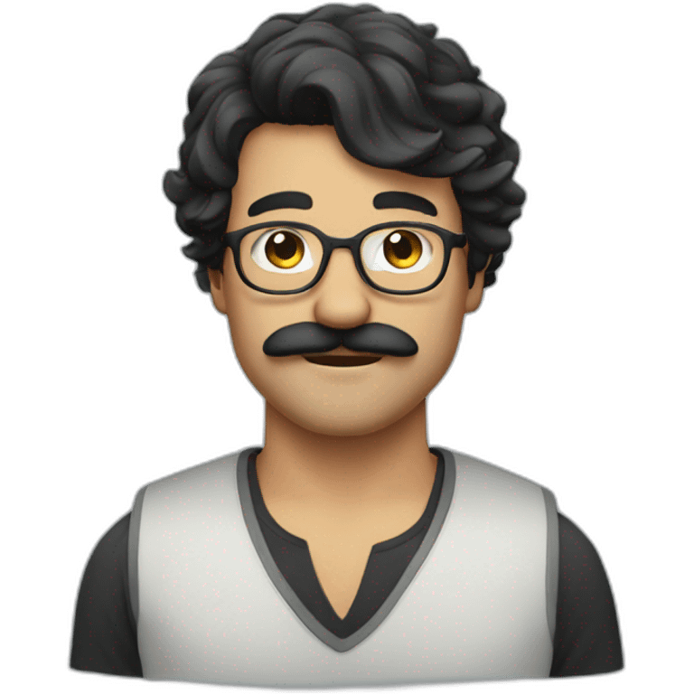 glasses and moustache guy dark hair emoji