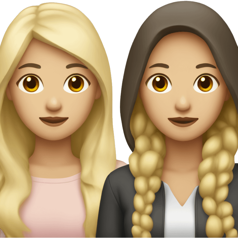 Asian, blonde, brunette three female friends emoji