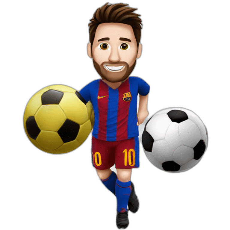 messi whit a soccer ball emoji