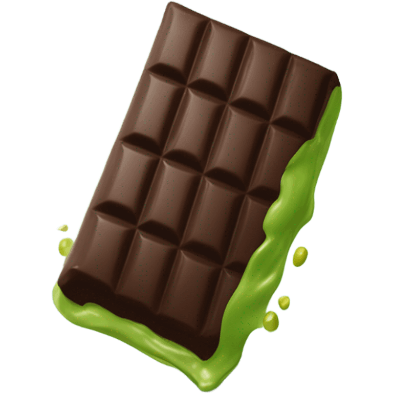 A bar of Dubai chocolate filled with Green pistachio cream emoji