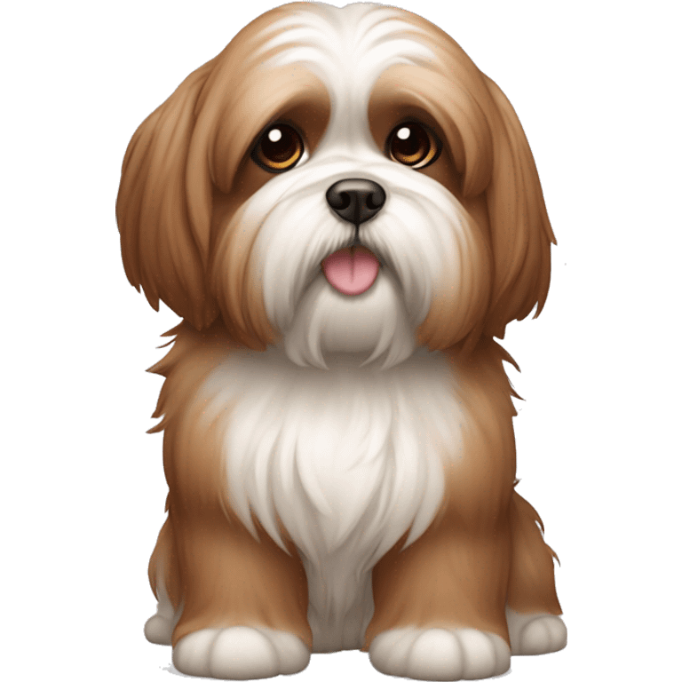 Lhassa apso marron patte blanche qui joue emoji