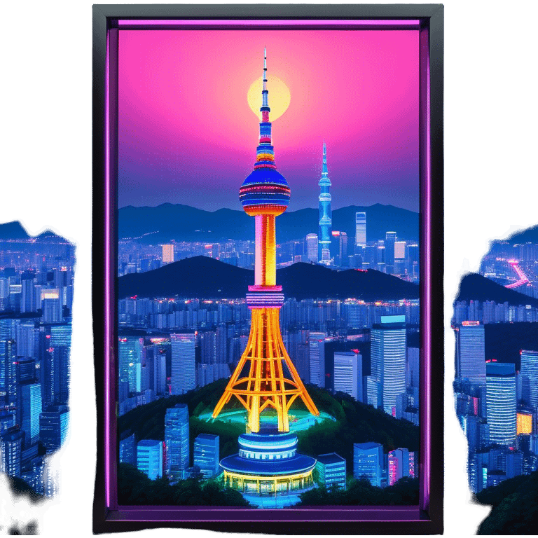 N Seoul Tower – Cinematic Realistic N Seoul Tower, depicted as a sleek modern tower illuminated against a vibrant cityscape at night, with reflective glass and dynamic neon lighting, rendered with intricate architectural detail and a futuristic urban glow. emoji