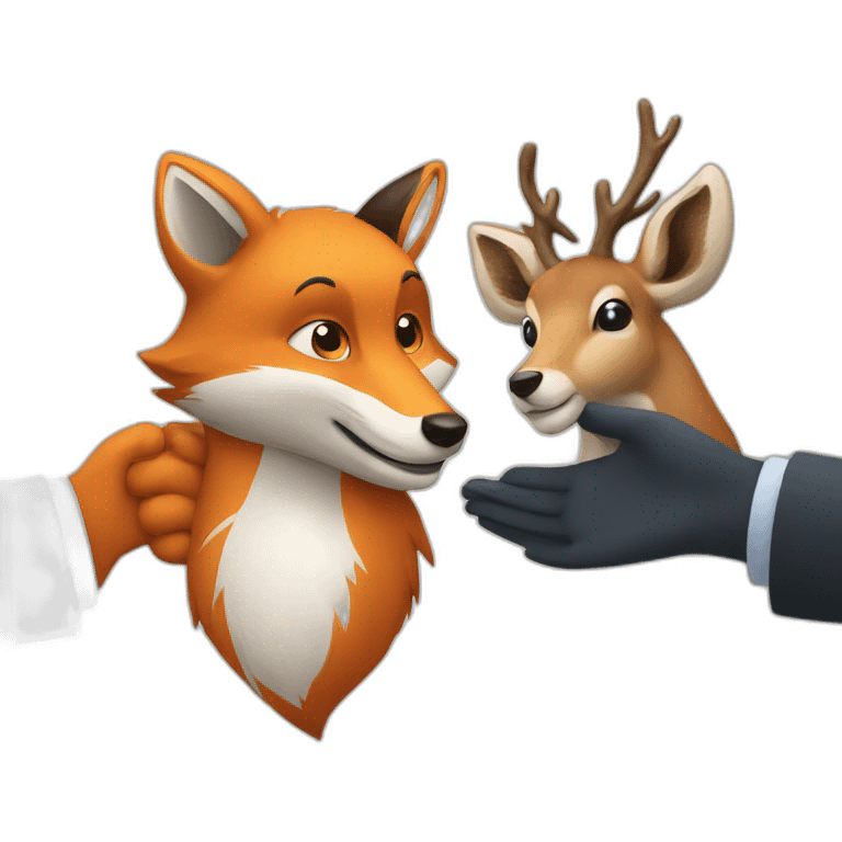 Handshake fox and deer  emoji