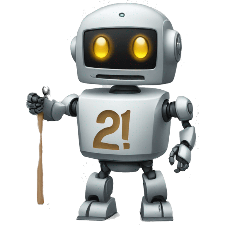 ROBOT HOLDING A SIGN WRITTEN NUMBER TWO emoji