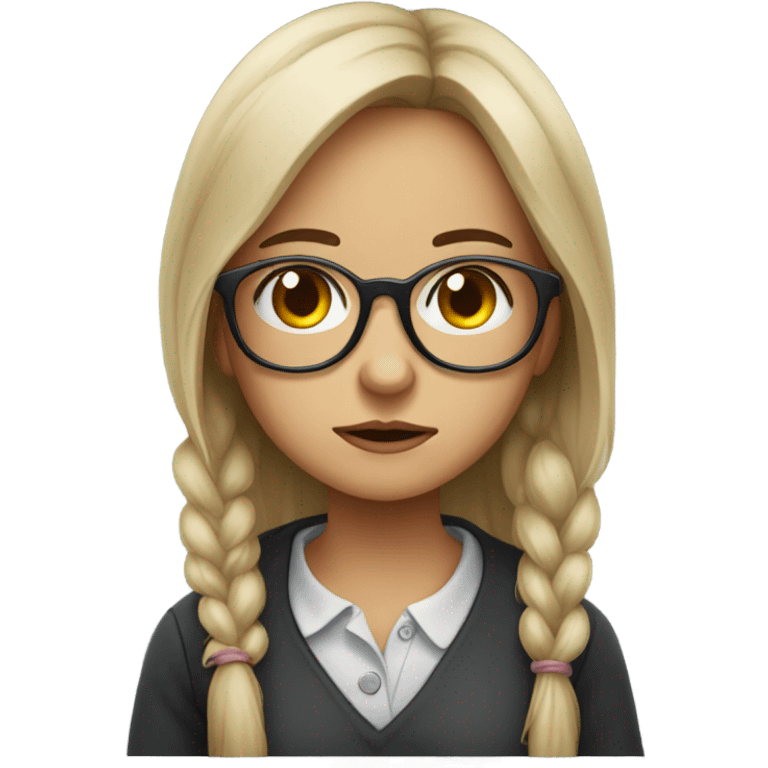 portrait of a girl with glasses sick emoji