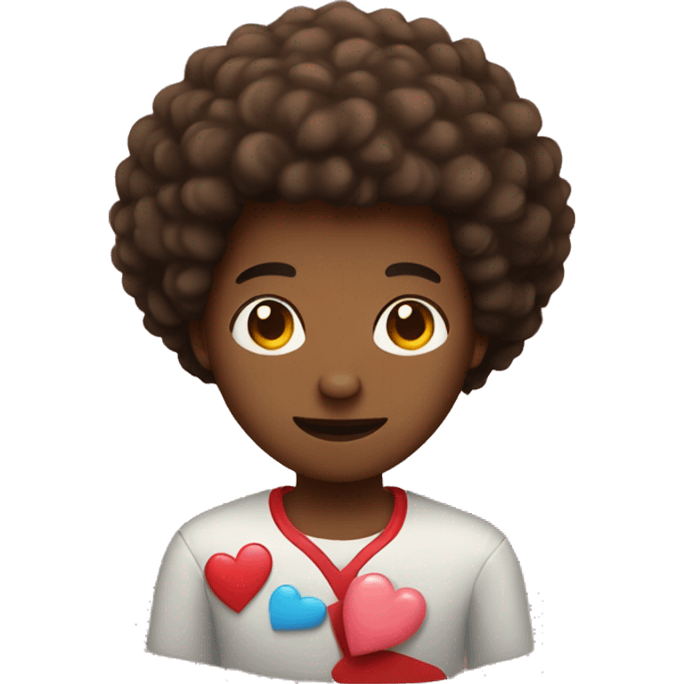 Brown skin guy with a short afro holding a heart  emoji