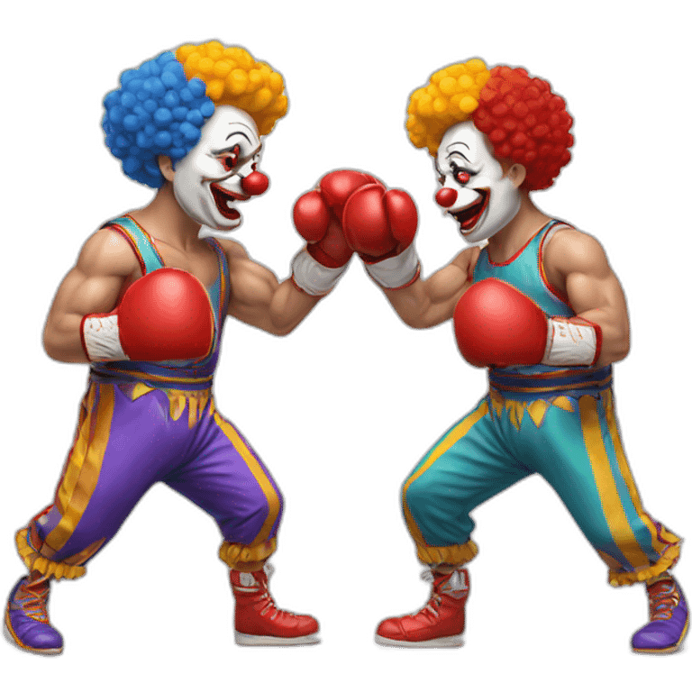 Two clowns boxing match emoji