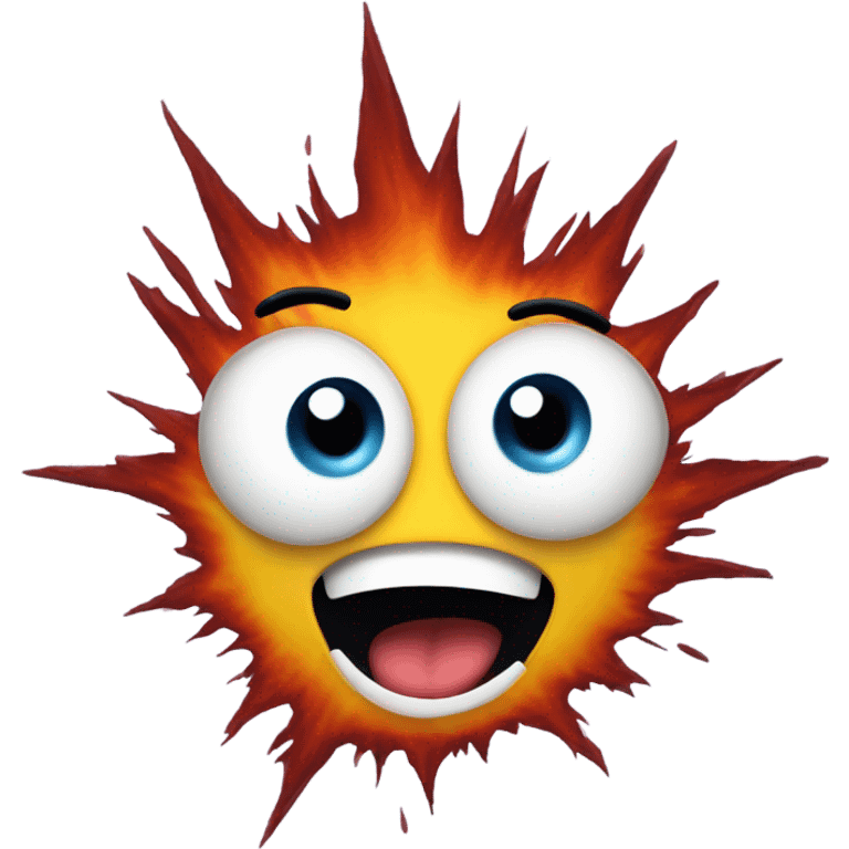 An explosion with a funny face in front emoji