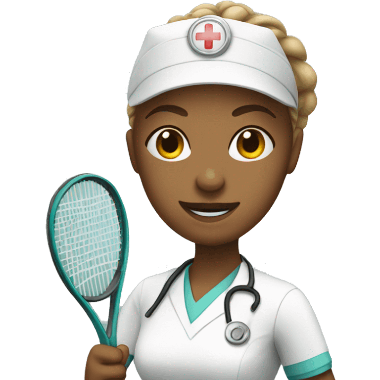 White nurse playing tennis emoji