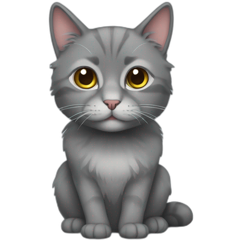 Grey fluffy cat hailand straight emoji