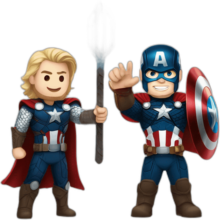 captain america and thor waving emoji