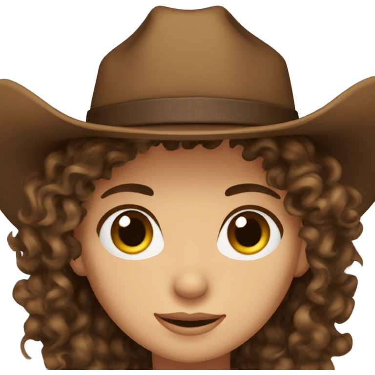 Brown hair cowgirl brown eyes curly hair emoji