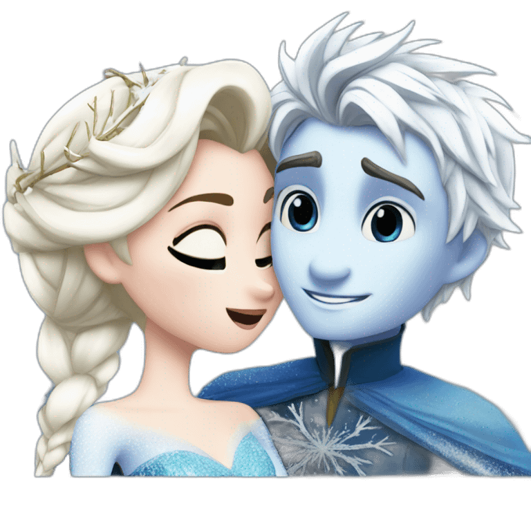 Elsa kiss Jack frost emoji