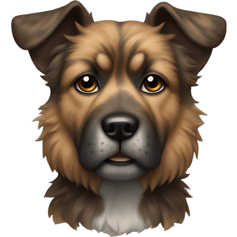 Brindle fluffy Asian dog with brindle fur pointed ears  emoji