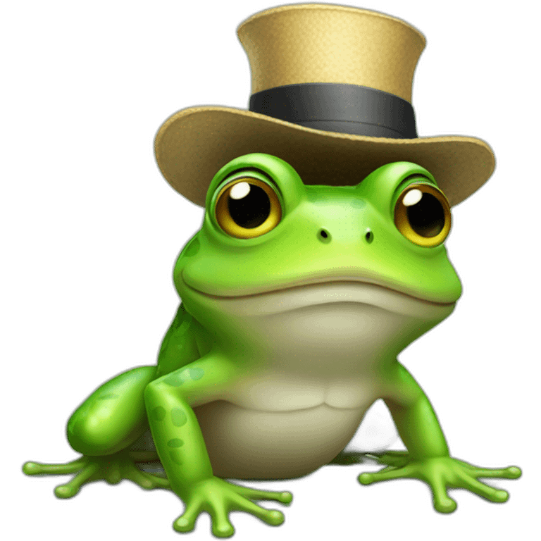 Yay frog emoji but with a hat emoji