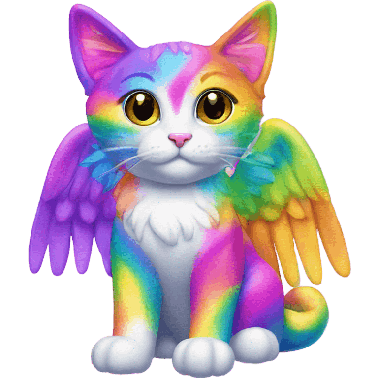 Lisa frank rainbow cat with angel wings emoji