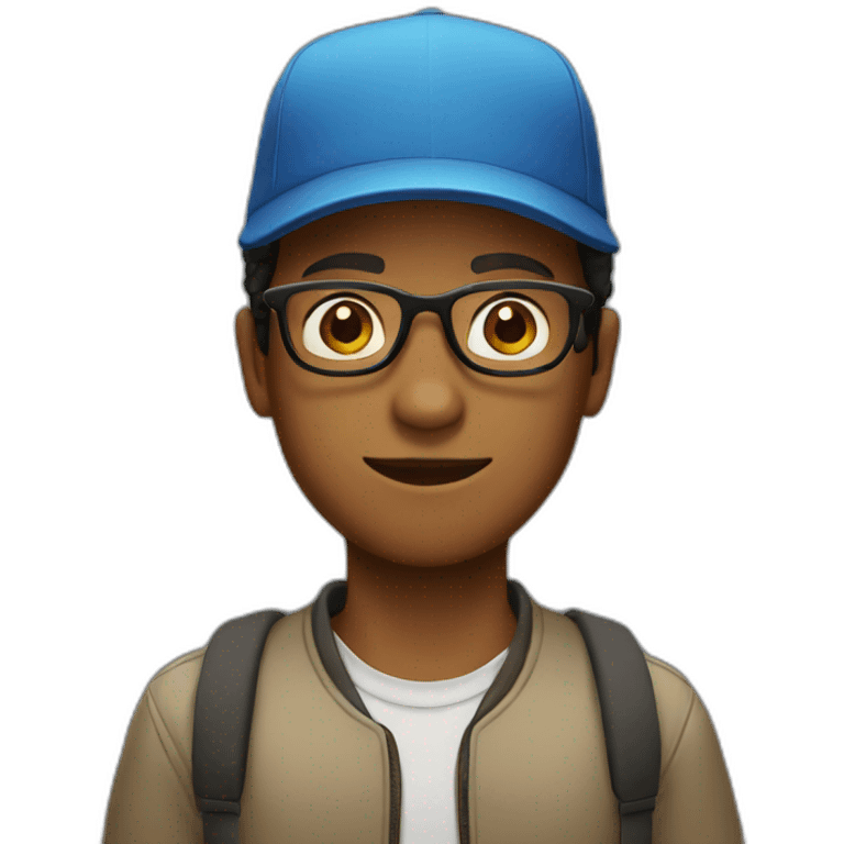 A brown boy wearing glasses and a hat emoji