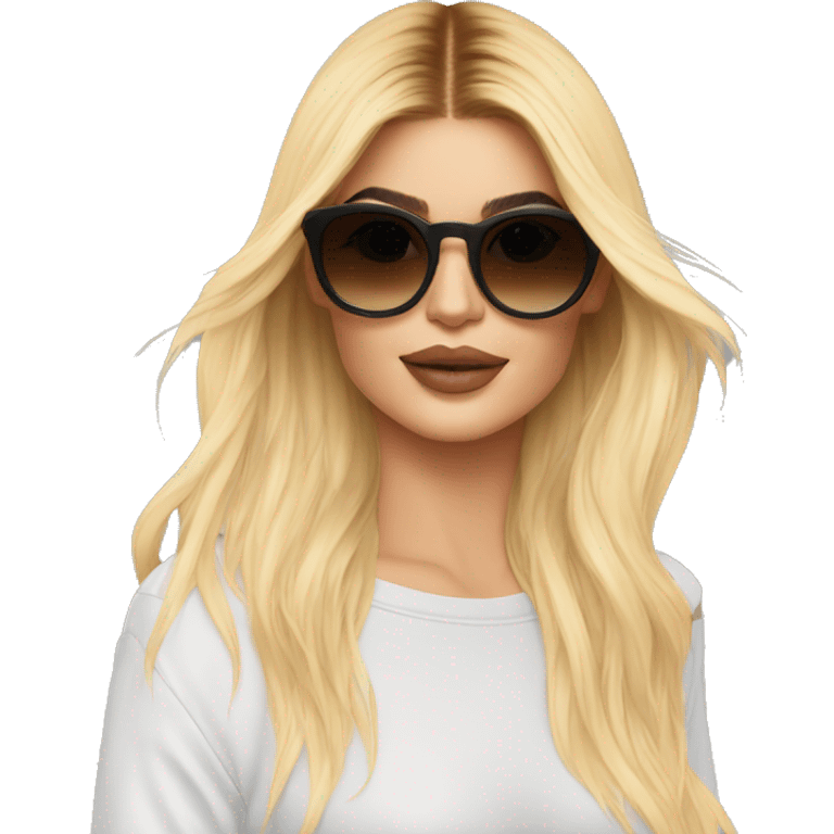 Kylie jenner avec lunette de soleil emoji