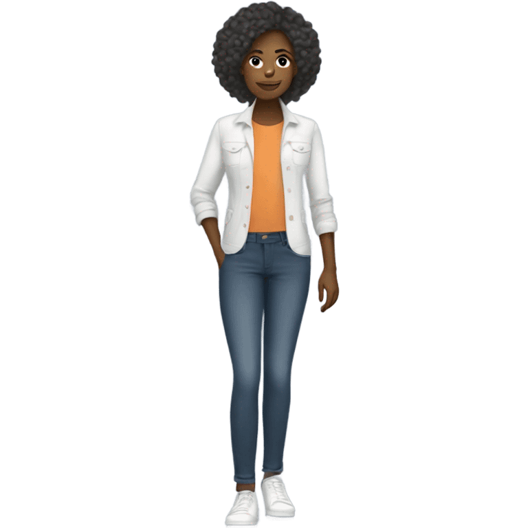 woman has a modern, minimalist look with natural hair, minimal makeup, and smart-casual outfits like jeans, blazers, and sneakers. She often wears a smartwatch , balancing practicality and professionalism.






 emoji