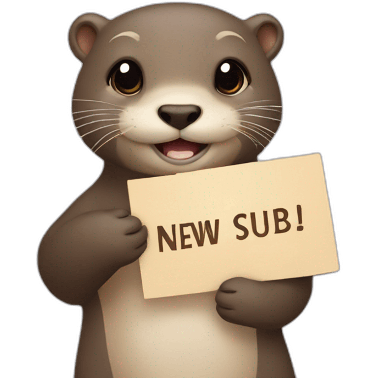 otter holding a sign with the text NEW SUB emoji