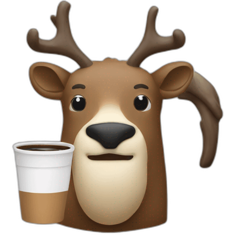 a caribou drinking coffee in a mug emoji