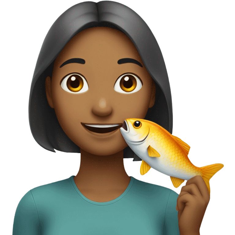 Girl with a fish emoji