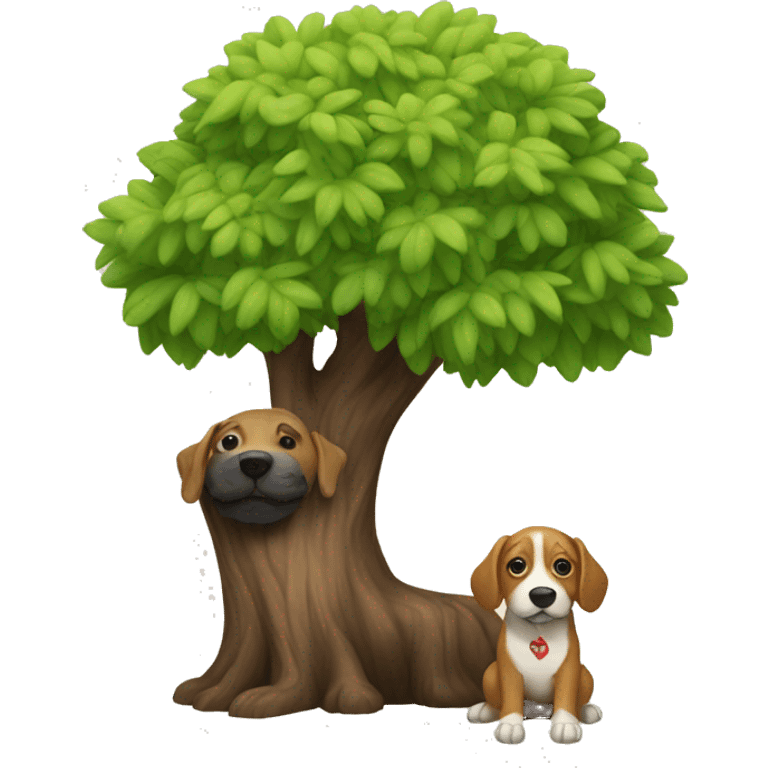 Tree with dog emoji