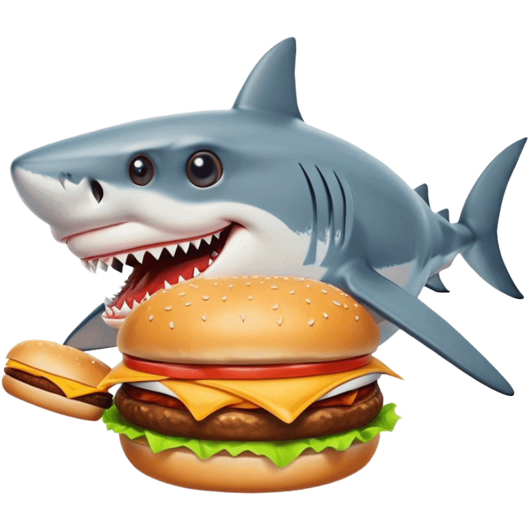 shark eating hamburger emoji