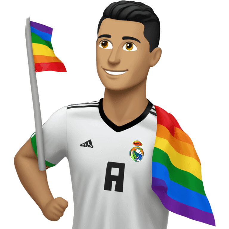 Cristiano Ronaldo with lgtbq flag  emoji