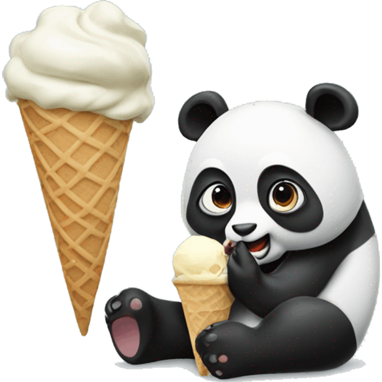 Panda eating ice cream emoji