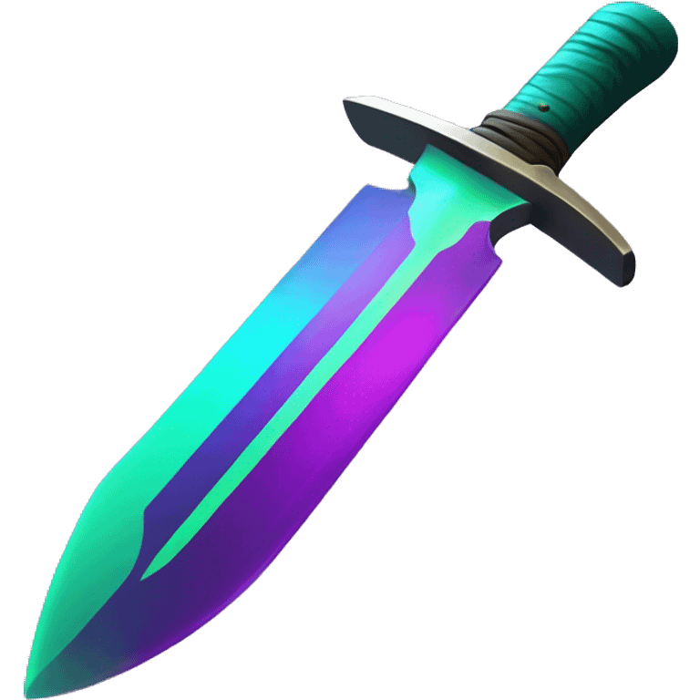 45° angle Aurora borealis purple teal lime green dagger knife sword emoji