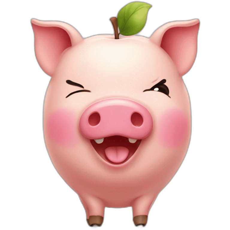 Apple pig blushing smiling emoji