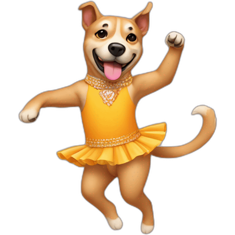 Un chien qui danse la salsa en maillot de bain emoji