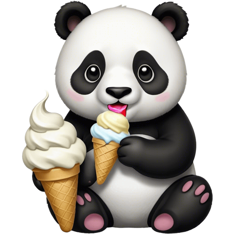 Panda eating ice cream emoji