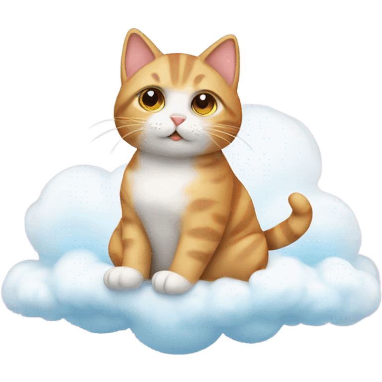 Cute cat sitting on a cloud emoji