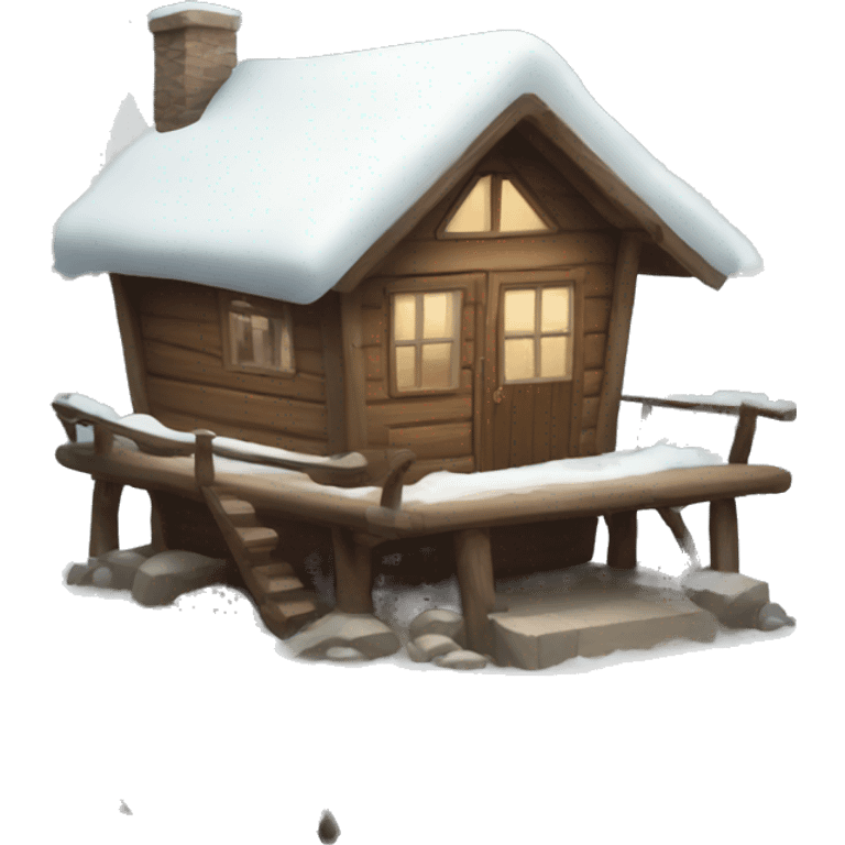 Forest cute winter cabin emoji