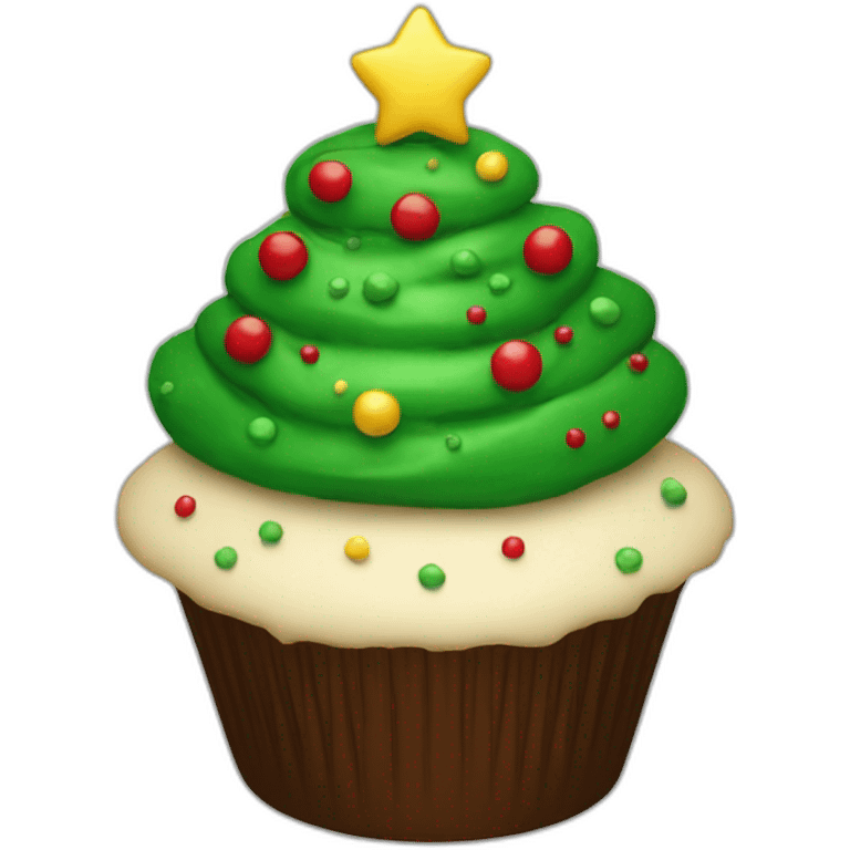 Happy Christmas tree cupcake emoji