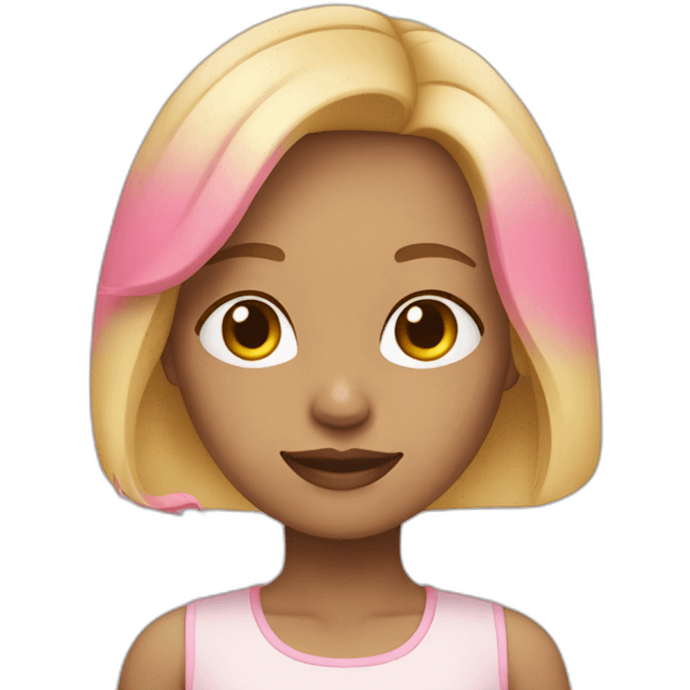 Blonde girl with bob hair and pink ends emoji