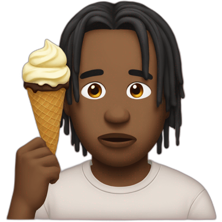 Travis scott sad because he dropped his ice cream emoji