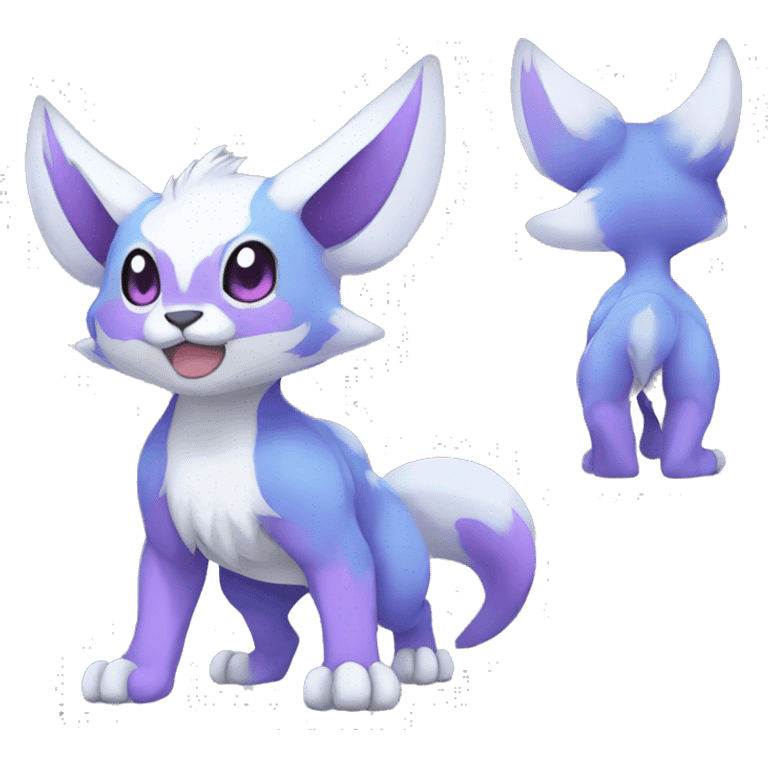 Cute cool purple white blue animal hybrid Fakemon full body emoji