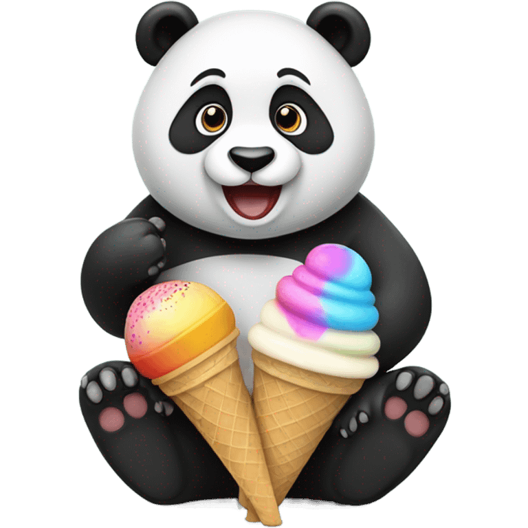 Panda eating ice cream emoji