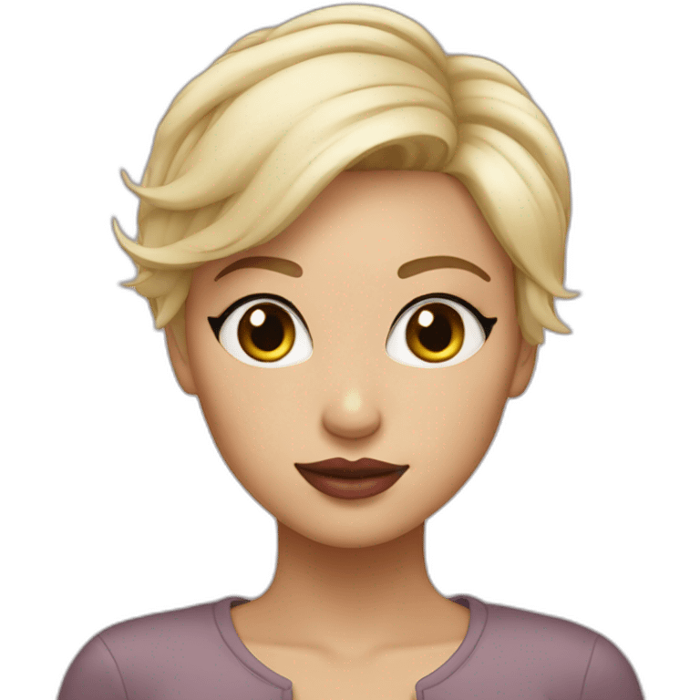 Blonde girl with short hair and dusty pink lips emoji